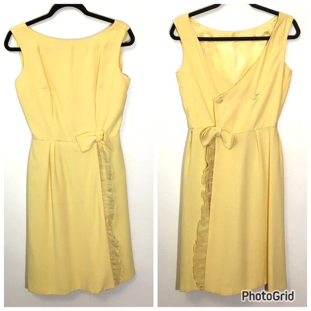Vintage 60s Fancy Dress Ruffles Bows Spring Easter Garden Party Wedding Guest (B